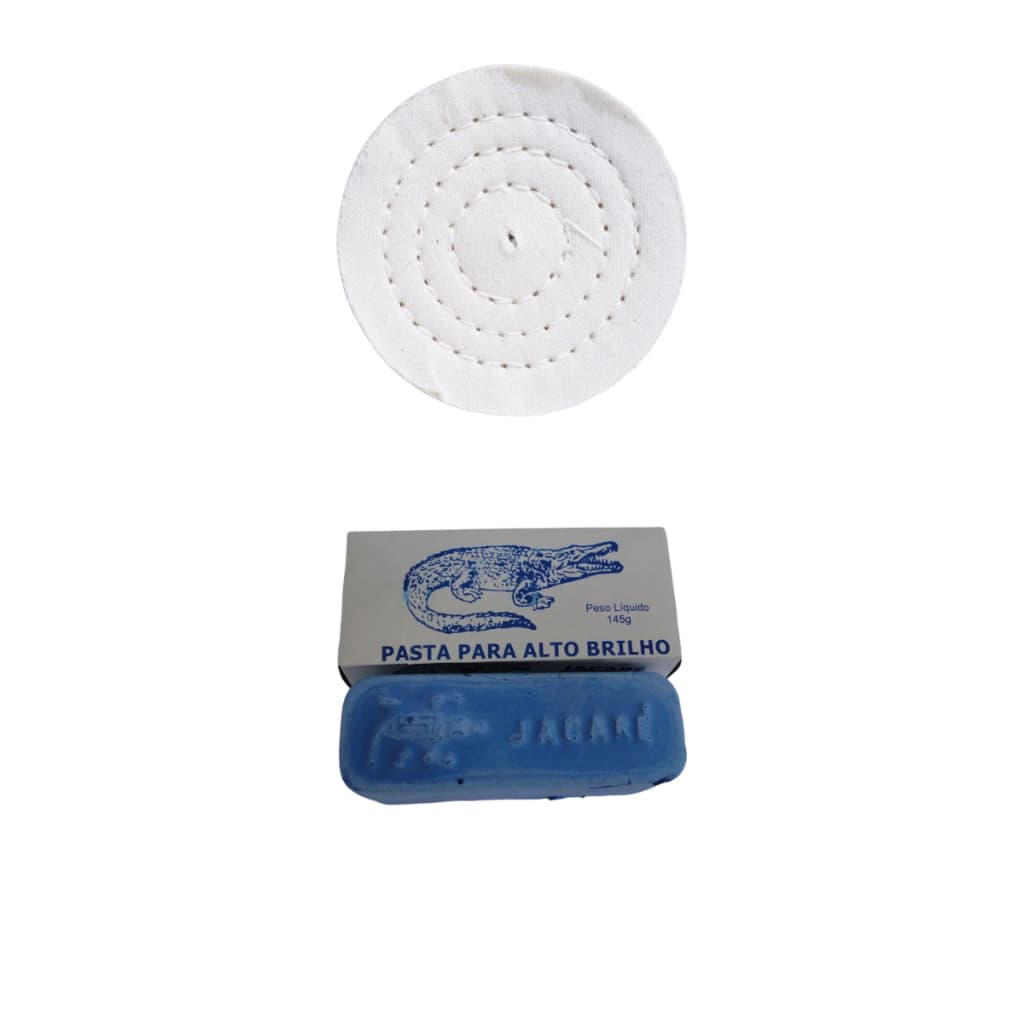 Massa Pedra Polimento Lustro Azul 145gr e Roda Algodão 3 Polegadas Alto Brilho Moto