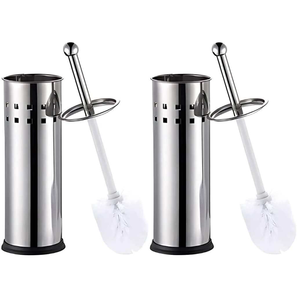 Kit 2 Escova Sanitária Vaso Inox Sanitário com Suporte Aço Limpeza