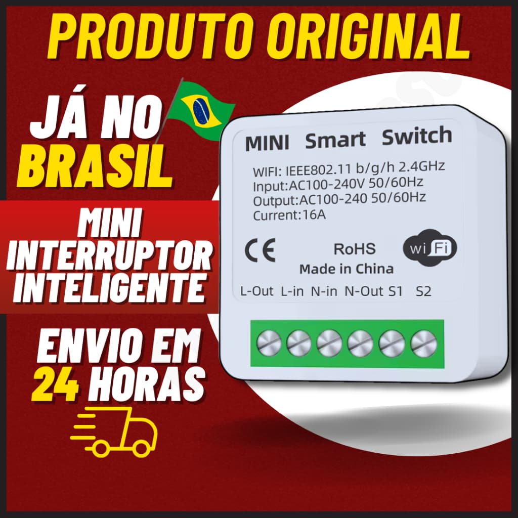 Mini Interruptor Inteligente Módulo WIFI 16A Mini Disjuntor Smart Funciona Com Alexa Google Tuya e Controle de Voz