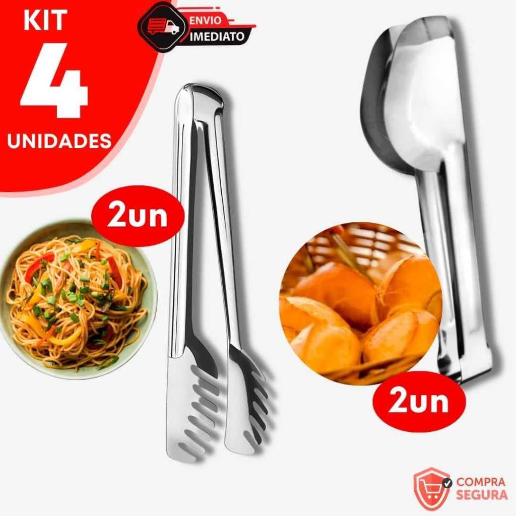 Kit 2 Pegador Massa + 2 Pegador Universal Cozinha Churrasco Festa Fruta Restaurante Bar Carne Salada