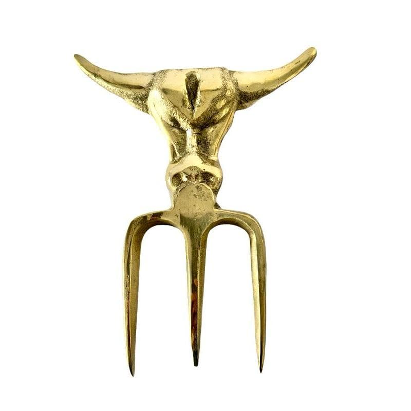 Garfo Tridente Bronze Churrasco Boi Bull Tridente