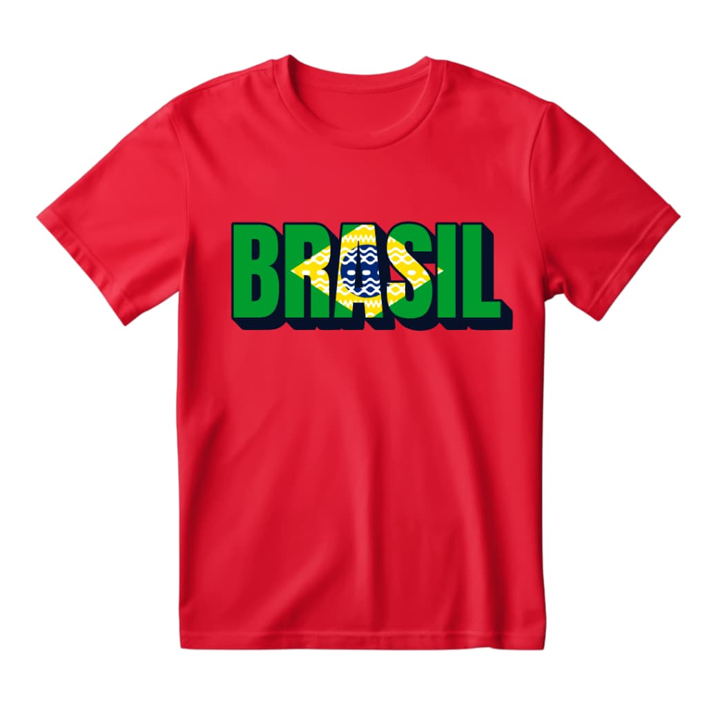 Camiseta Camisa Infantil e Adulto Brasil Vermelha Infantil e adulto Envio Imediato