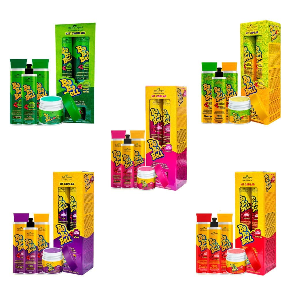 KIT 6 ITENS BABABELL TUTTI FRUTTI BABABELL KIT CAPILAR HIDRATAÇÃO MACIEZ