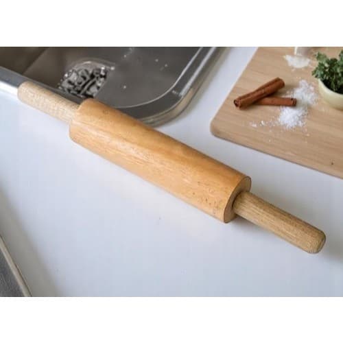 Rolo Giratório de Madeira 43cm – Para Massas de Pão, Pizza, Bolo e Confeitaria Profissional