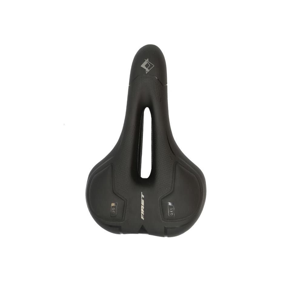 Assento de Bicicleta Mtb Banco Selim Vazado Com Gel De Aço First Confortável (180mm) - Preto 010