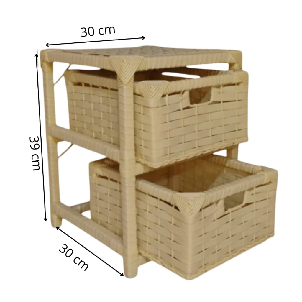 Gaveteiro Sintético Organizador Artesanal 2 Gavetas 39x30x30