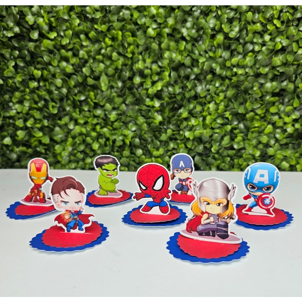 Aplique Em Pé 3D Escalope Heróis Cute Vingadores Marvel  - festa infantil - aniversario - lembrancinha