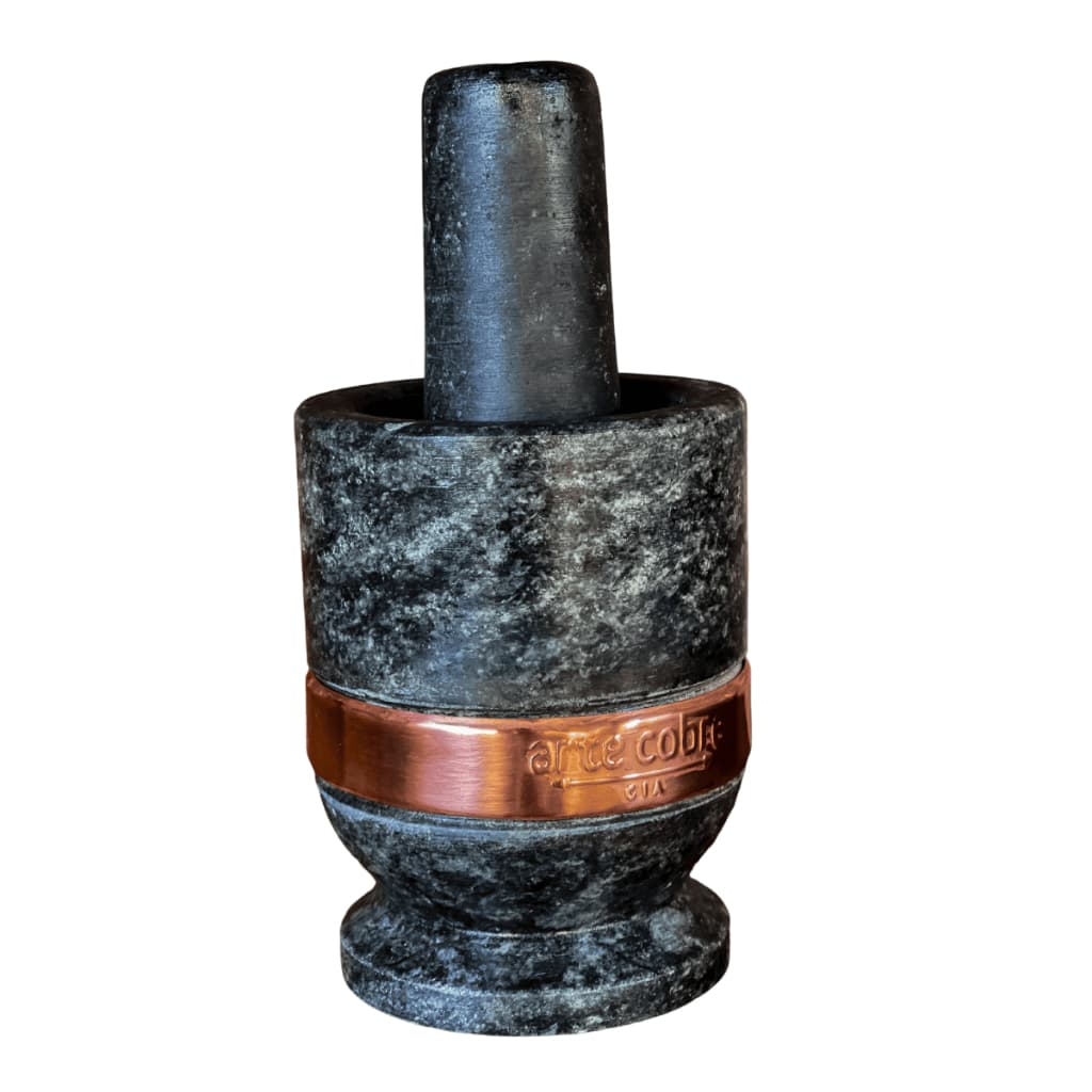 Pilão de Pedra Cobre Polido/Cobre socador