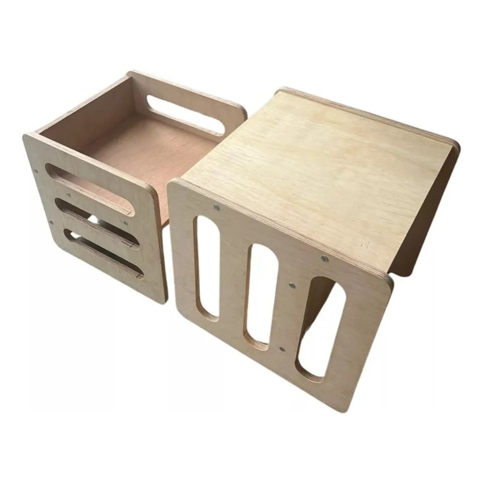 Mesa E Cadeira Cubo Cru Montessoriano Infantil Cm1516cr