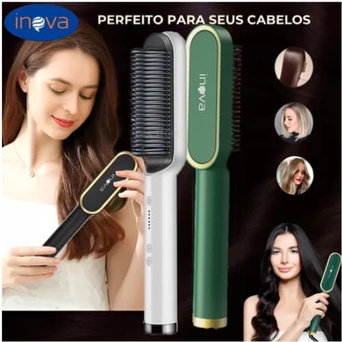 Inova Kit Escova Alisadora Bivolt 5 em 1 Profissional Escova Pente Alisadora Modeladora Elétrica 45w Bivolt 110 220v