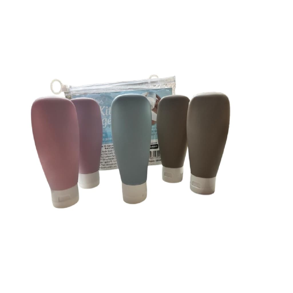 Frasco Viagem Creme Cosmético 90ml Kit 6 Unidades Silicone Com Tampa