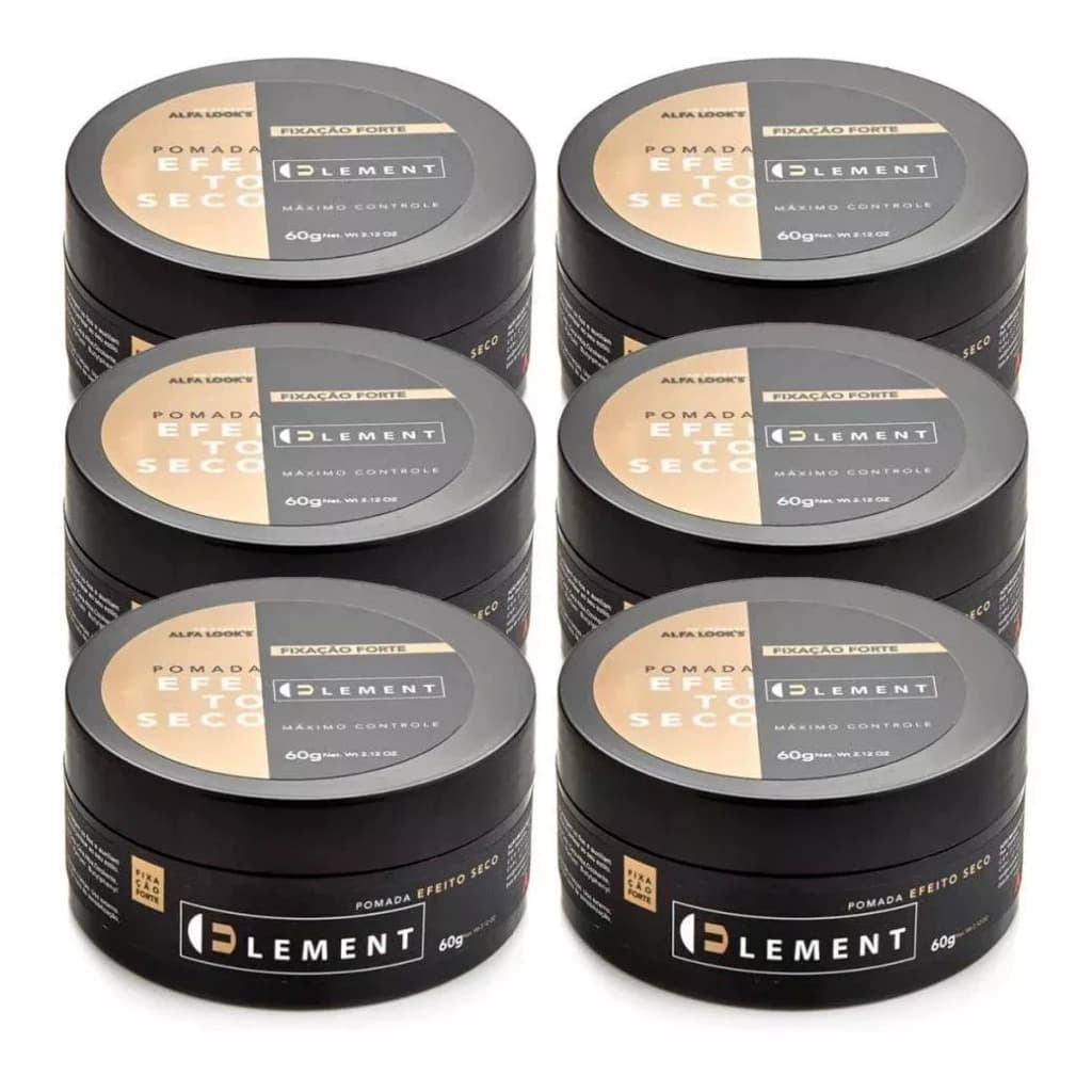 Kit com 6 Uni Pomada Efeito Seco Element Alfa Look's 60gr - Cera Efeito Matte