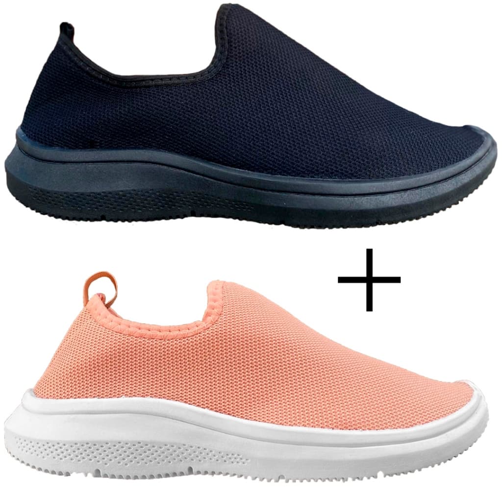 Kit 2 Tênis Meia Unissex Calce Fácil Ominin Slip On Para Caminhada Academia