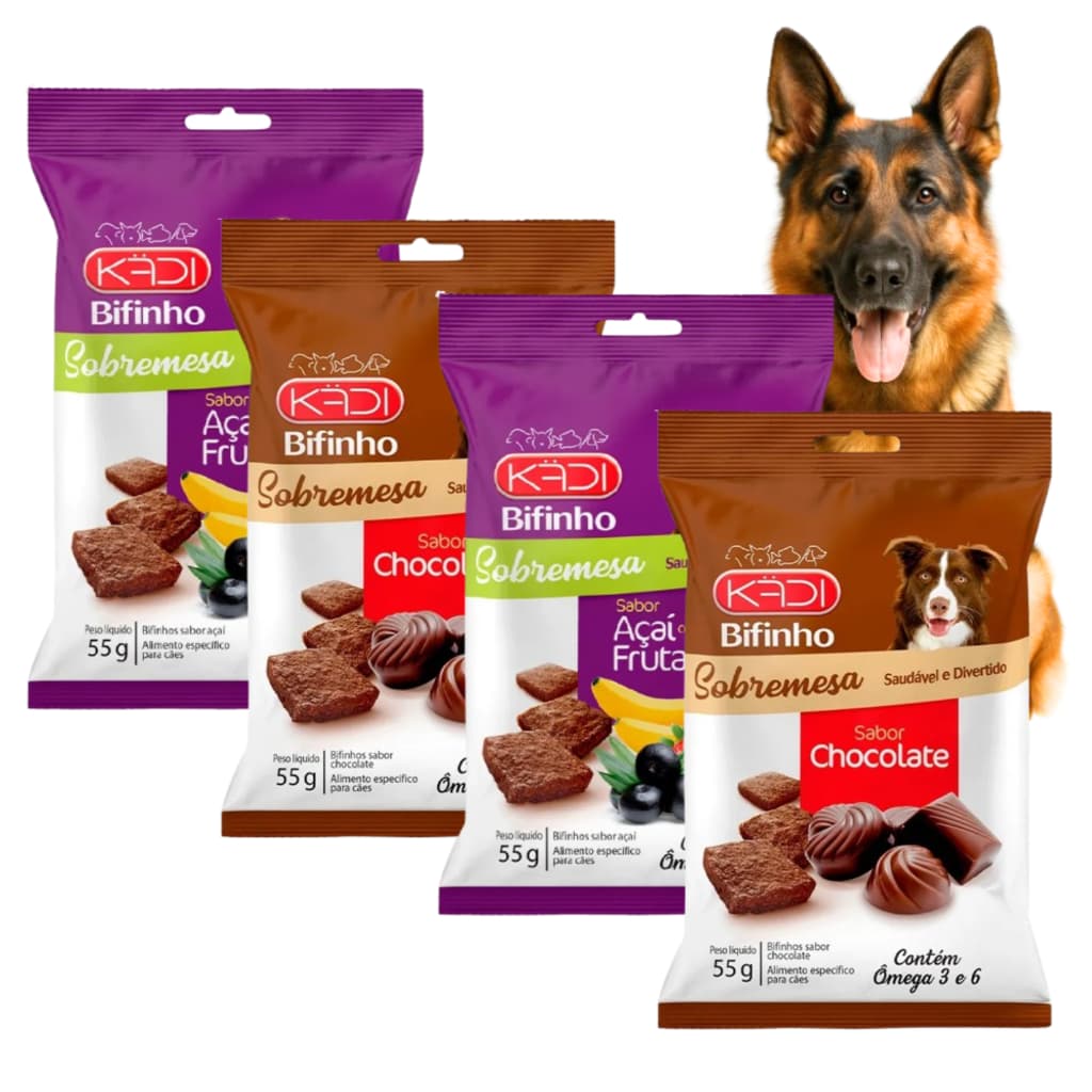 Bifinho Para Cães 55g Sabor Chocolate Açai Kadi 4 Unidades Fórmula Gran Natural Cão Plus Special Premium Dogs