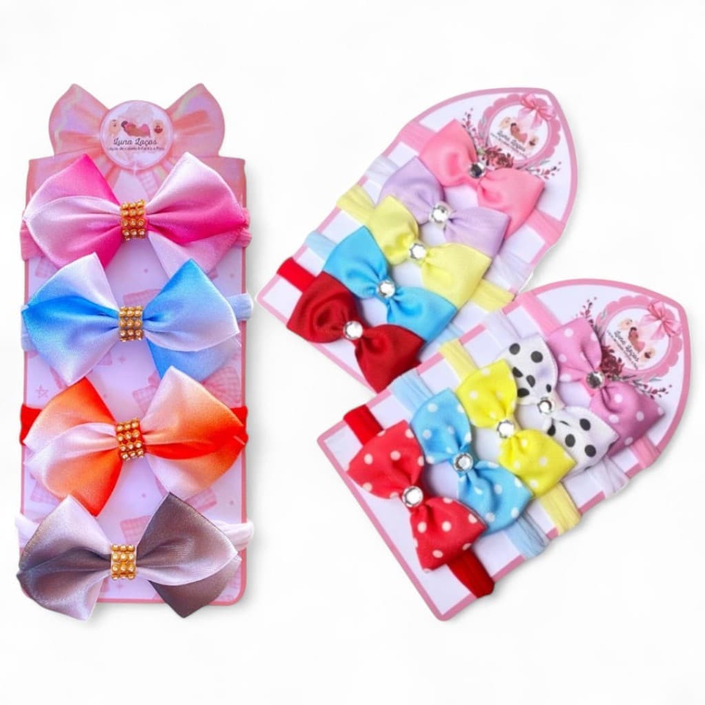 Kit 14 laços de bebê Lacinhos de Bebê Cetim laços de cabelo infantil Faixinha Tiarinha Rn