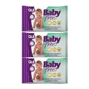 Kit 3 Pacotes Lenços Umedecidos Baby Free com 50 unidades cada
