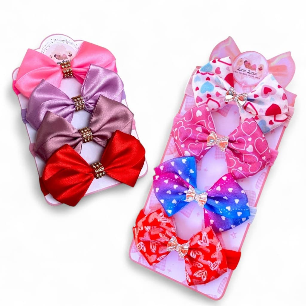 Kit 8 laços de bebê Lacinhos de Bebê Cetim laços de cabelo infantil Faixinha Tiarinha Rn