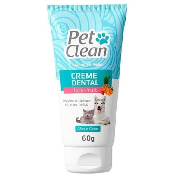 Creme Dental P/ Cães Gatos Pet Clean 60g Sabor Tutti-frutti