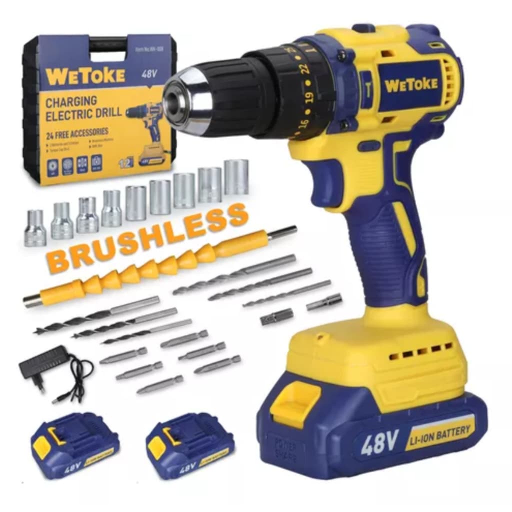 Furadeira Parafusadeira 48v 350nm Brushless 2 Bateria Com Maleta Acessórios Completos Pronta Entrega
