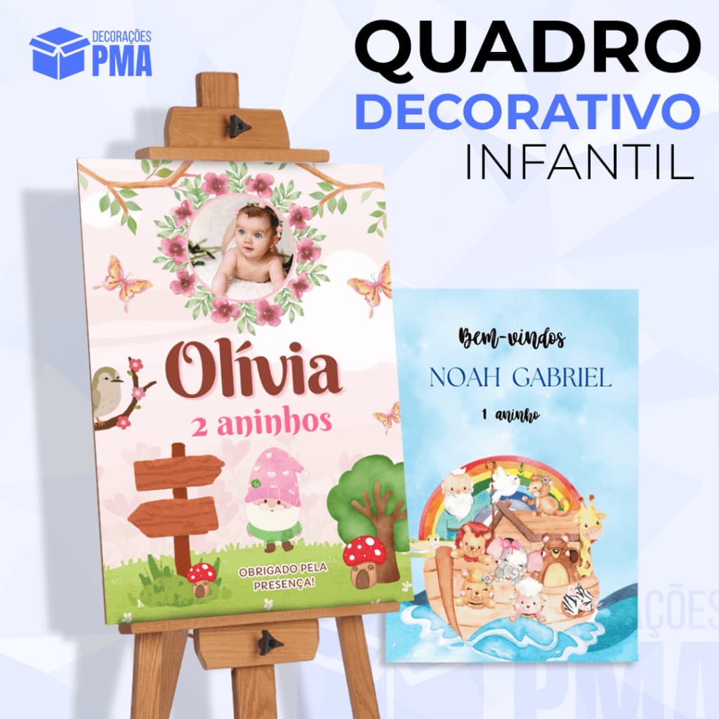Quadro Decorativo Aniversário Infantil Jardim Encantado Foto MDF
