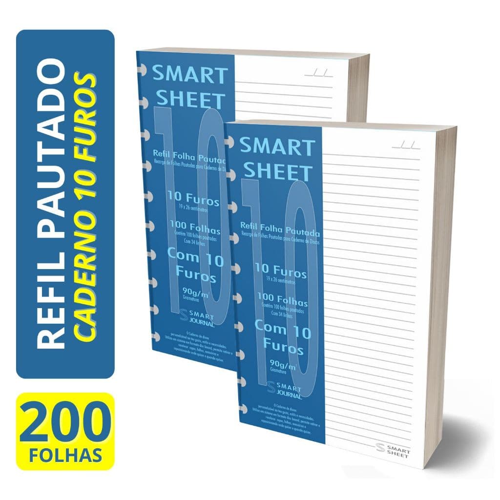 Refil Caderno de Discos 90g 200 Folhas Pautado 10 Furos