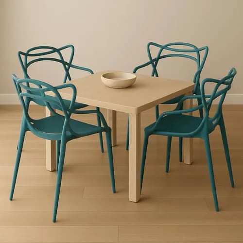 Kit Cadeiras Plástica Allegra Ergonômica e Leve – Cores Preta, Azul e Vermelha 4 unidades