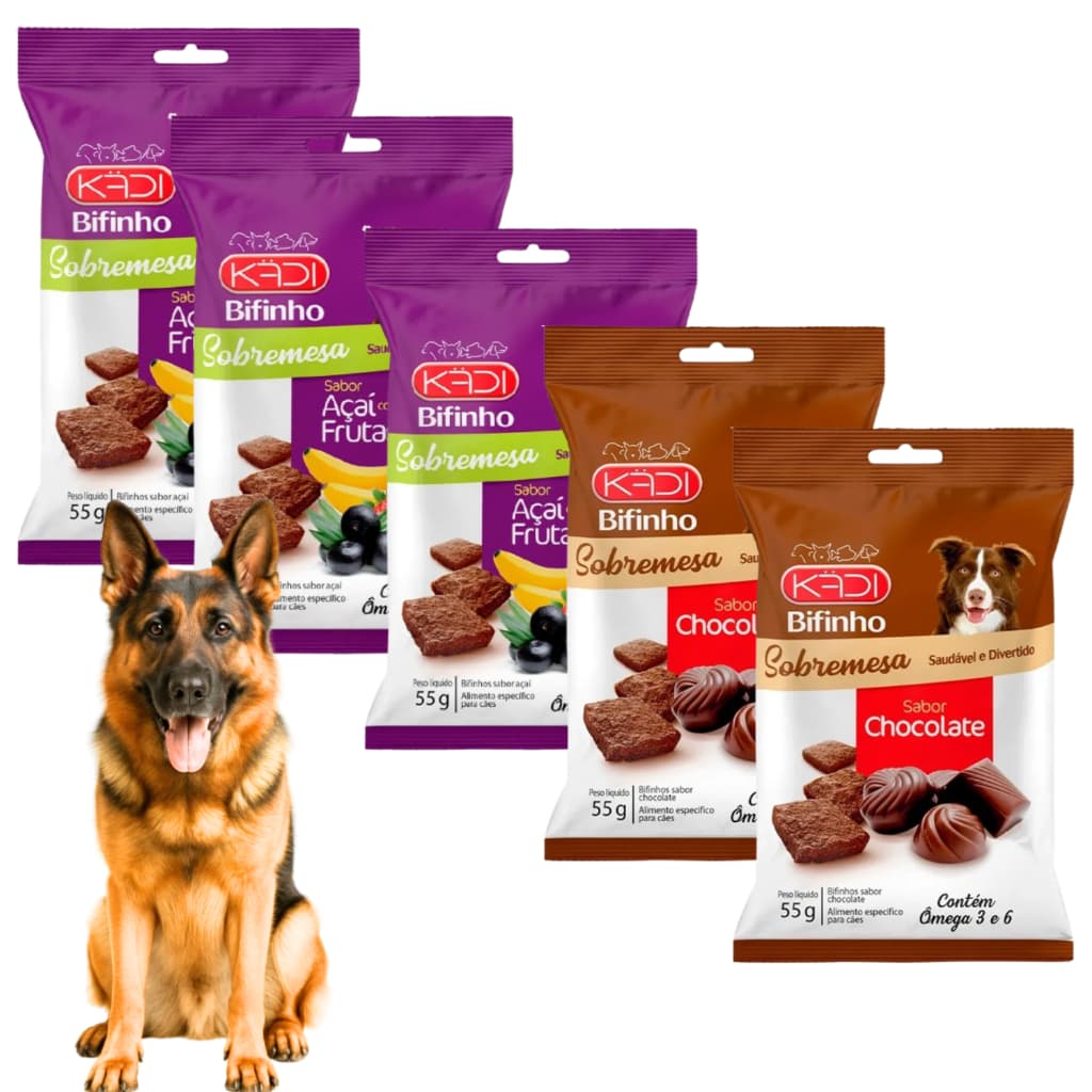 Bifinho Para Cães 55g Sabor Chocolate AçaiKadi 5 Unidades Fórmula Gran Natural Cão Plus Special Premium Dogs