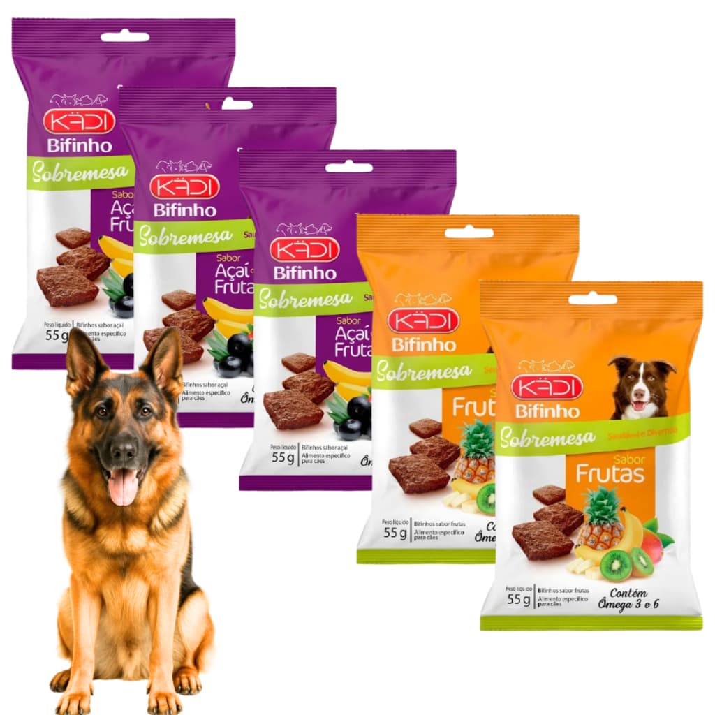 Bifinho Para Cães 55g Sabor Fruta Açai Kadi 5 Unidades Fórmula Gran Natural Cão Plus Special Premium Dogs