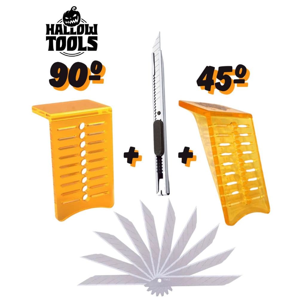 Kit Corte Profissional –Espátula Guia de Corte e Acabamento Refiladora Estilete e 10 Lâminas BASIC