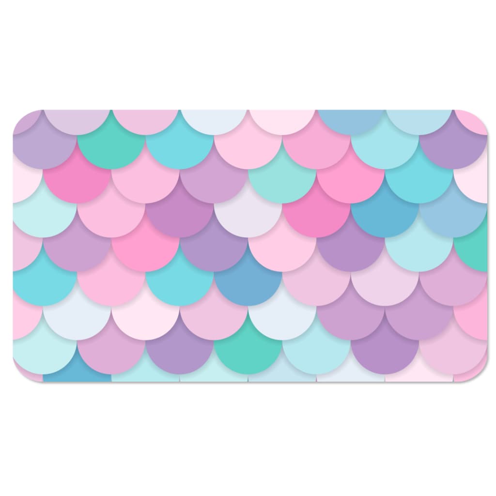 Tapete Infantil Antiderrapante Emborrachado 60x34cm Escamas de Sereia Menina