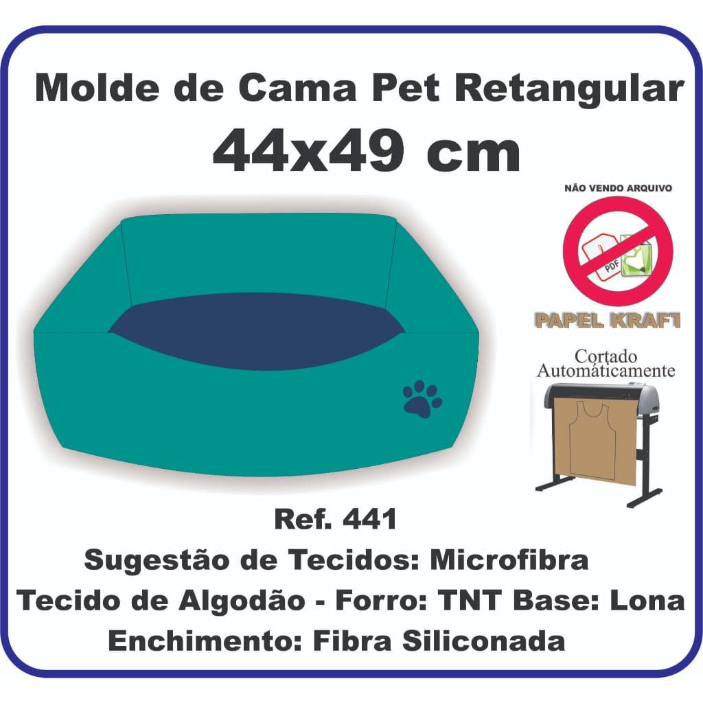 Ref. 441 - Molde de Cama Pet Retangular - 44x49 cm tamanho único