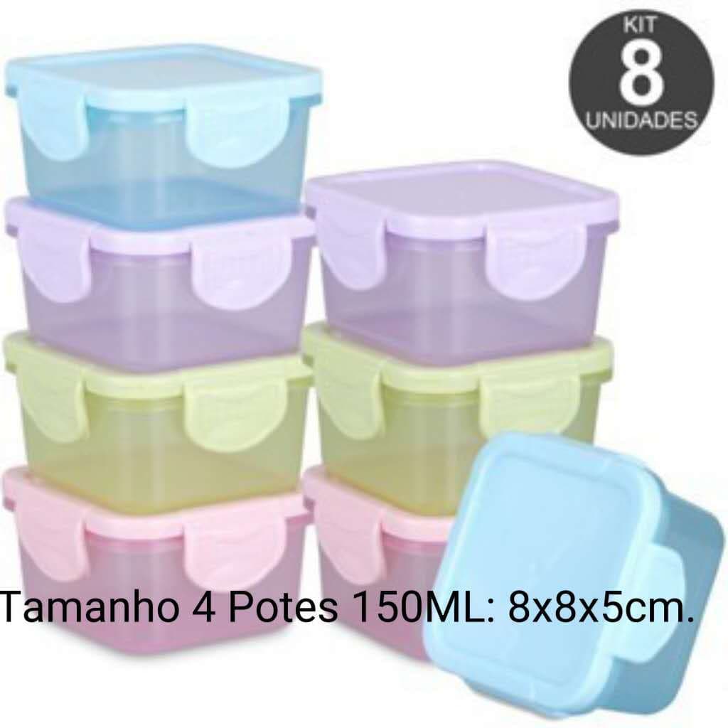 8 Mini Potes para Congelar Papinha c/ Tampa Hermética Porta Leita em pó Frutas para Bebe adultos - Pronto Entrega