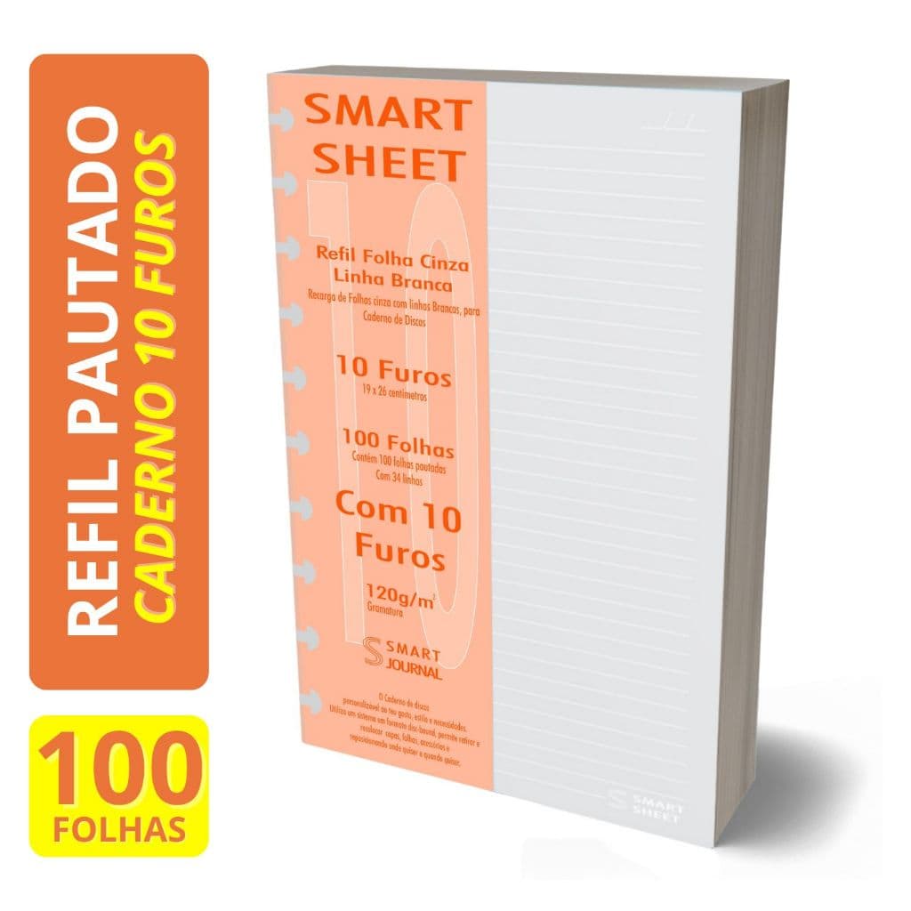 Refil Caderno de Discos 120g 100 Folhas Pauta Branca 10 Furos