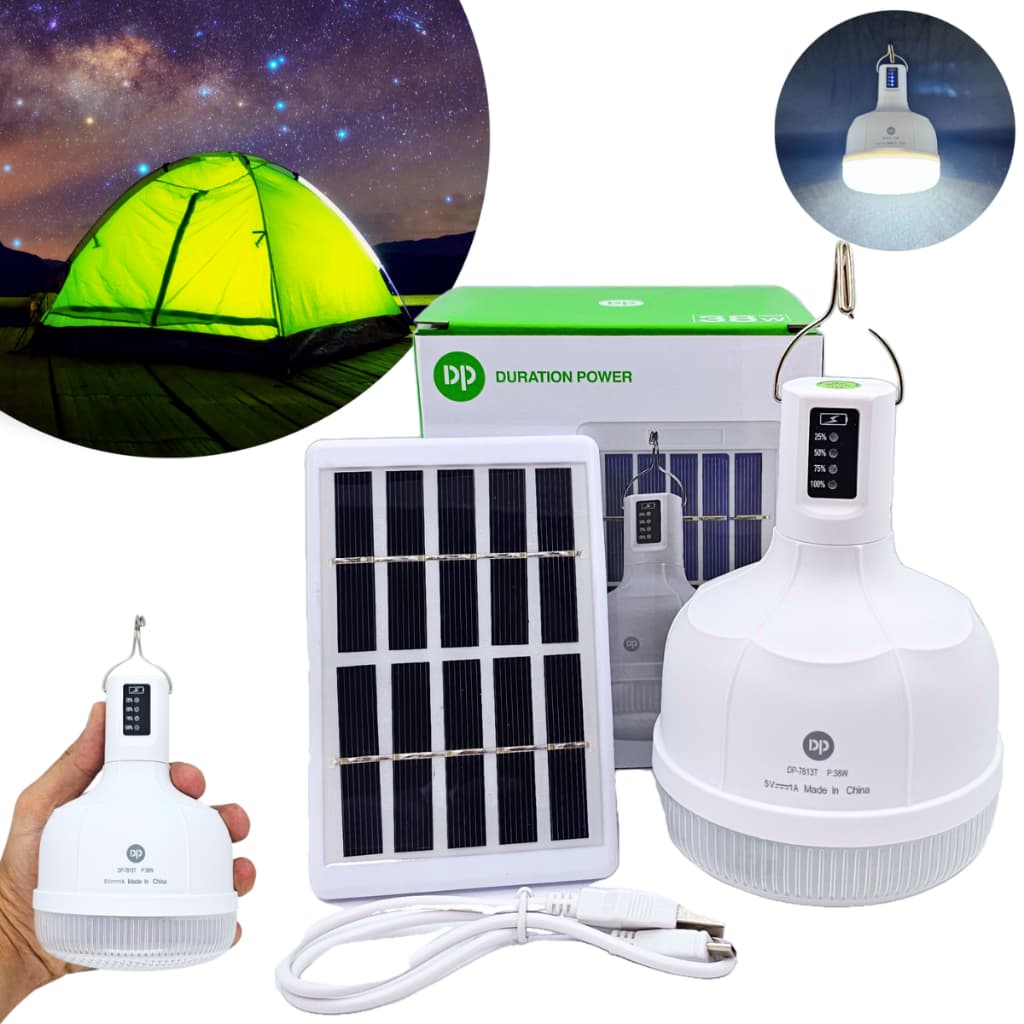 Lampião Led Solar Potente Lâmpada Camping USB Luz Barraca Camping Pesca Acampamento Luz Emergência