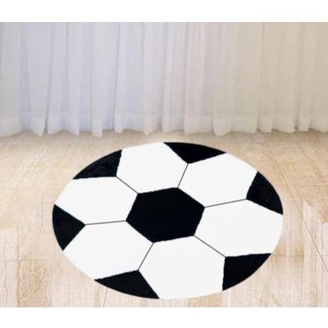 Tapete Redondo Infantil Menino Bola de Futebol Pelúcia Super Antiderrapante Grande