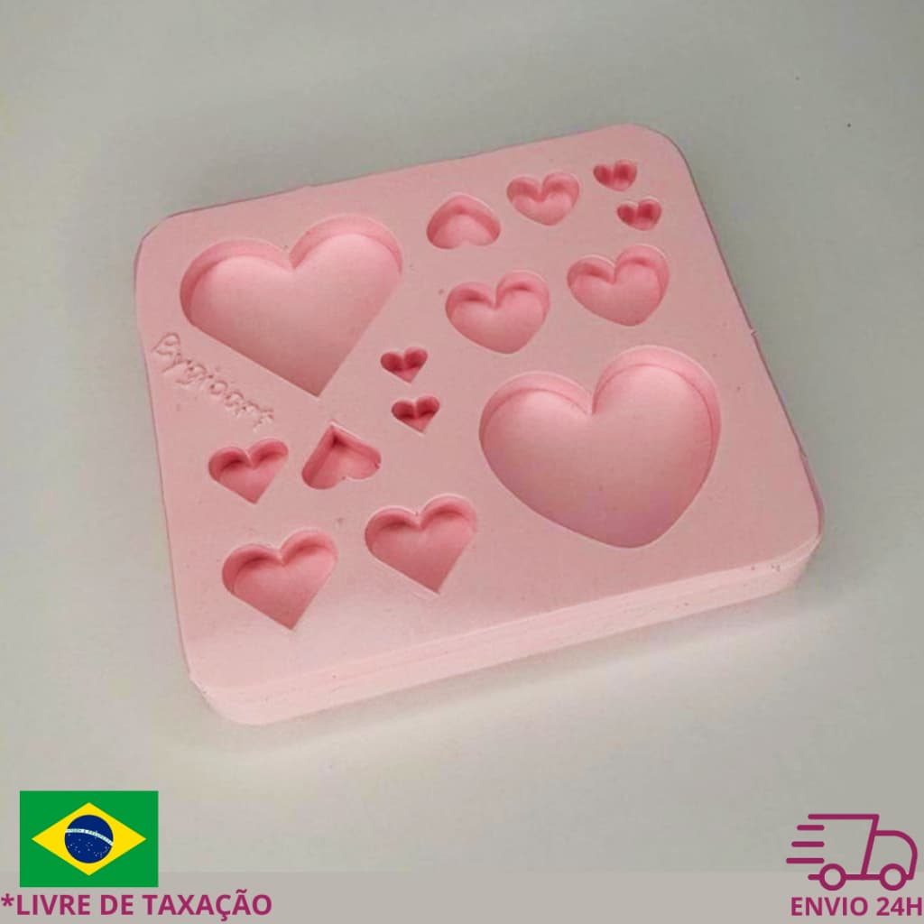Molde coração silicone 14 cavidades artesanato resina epóxi pingente brinco diy artesanal bisquit