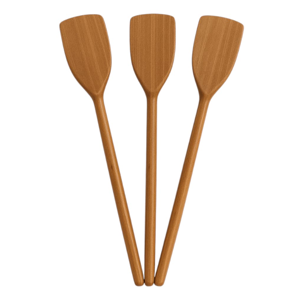 Kit Colher De Pau Pá Madeira Com 3 Unidades Tamanho 38cm