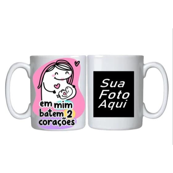 Caneca florks Dia Das Mães Personalizada Porcelana Sua Foto Aqui