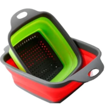Escorredor de Silicone grande 29X21x8,5CM Retrátil Multiuso Macarrão Frutas Alimentos Quadrado
