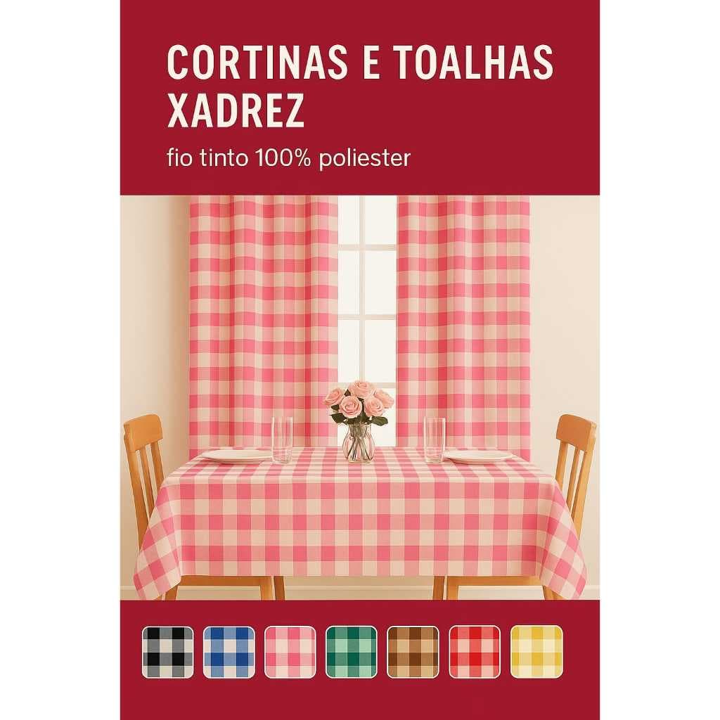 Cortina Xadrez Piquenique Para Decorar Sala Quarto e Cozinha 2 m X 1,40  festas