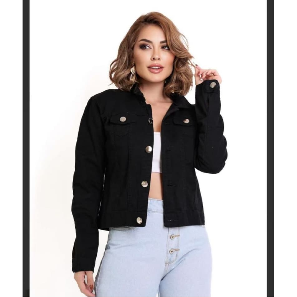 Jaqueta jeans moda feminina Botões de metal, tecido da jaqueta é 100% algodão