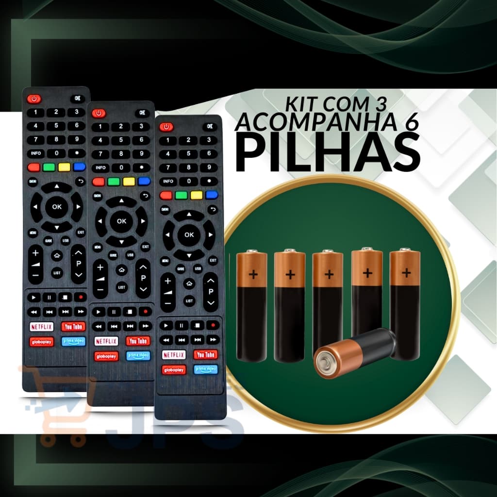 Kit 3 Controle Remoto para tv Philco Smart 4k Netflix smart Youtube Globo play Amazon Prime Vídeo