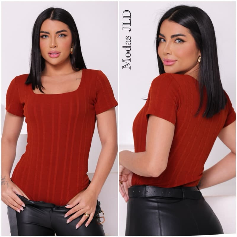 Body Baby Look Femenina Básica Com Decote Quadrado Com Manga Curta Moda Casual Versátil Blogueira