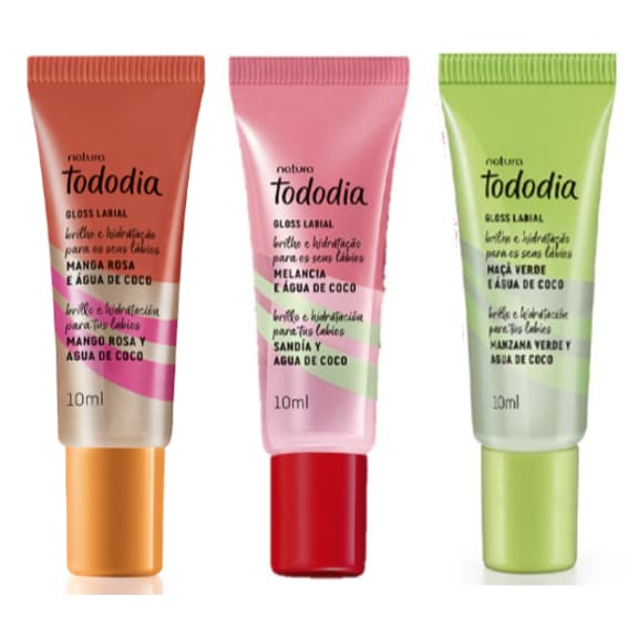Gloss Natura Tododia Maça Verde, Melancia ou Manga