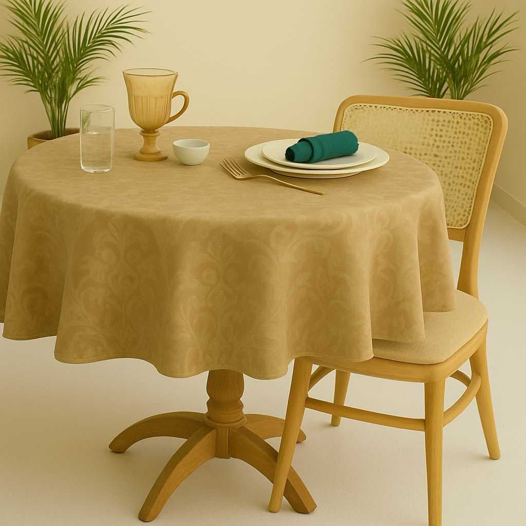 Toalha de Mesa e Forro Redonda 4 e 6 Cadeiras Jacquard Decoração de Luxo e tecido grosso Promoção