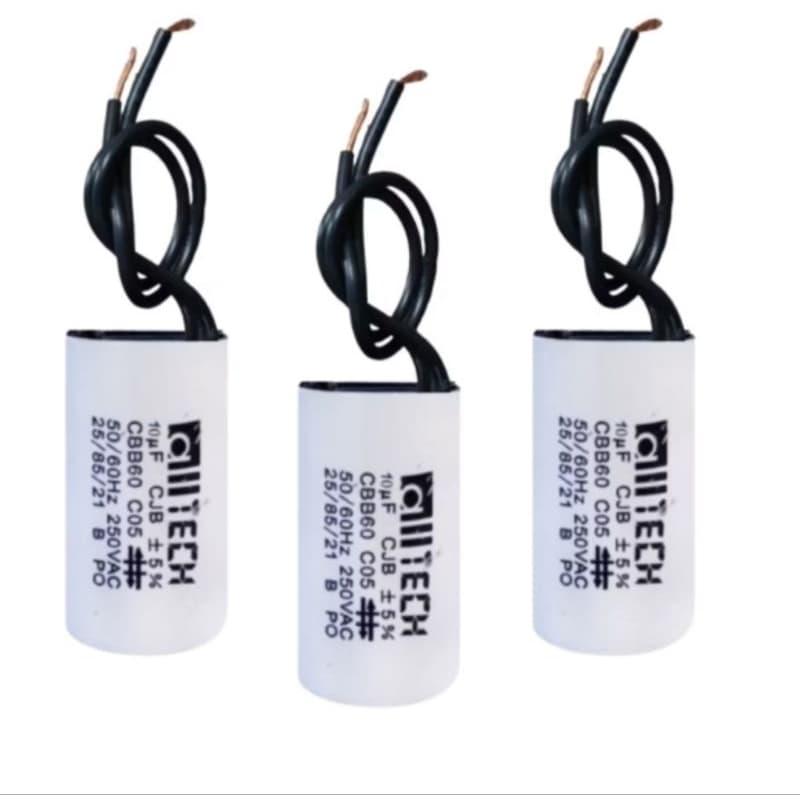 Kit 3x Capacitor 10uf 250vac 2 Fios Para Ventilador de Teto Motor Portão Eletrônico 3 Unidades