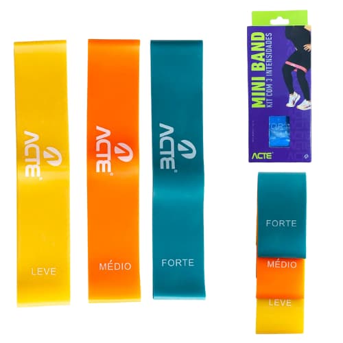 Kit Mini Band Leve Médio Forte Látex T71 Acte