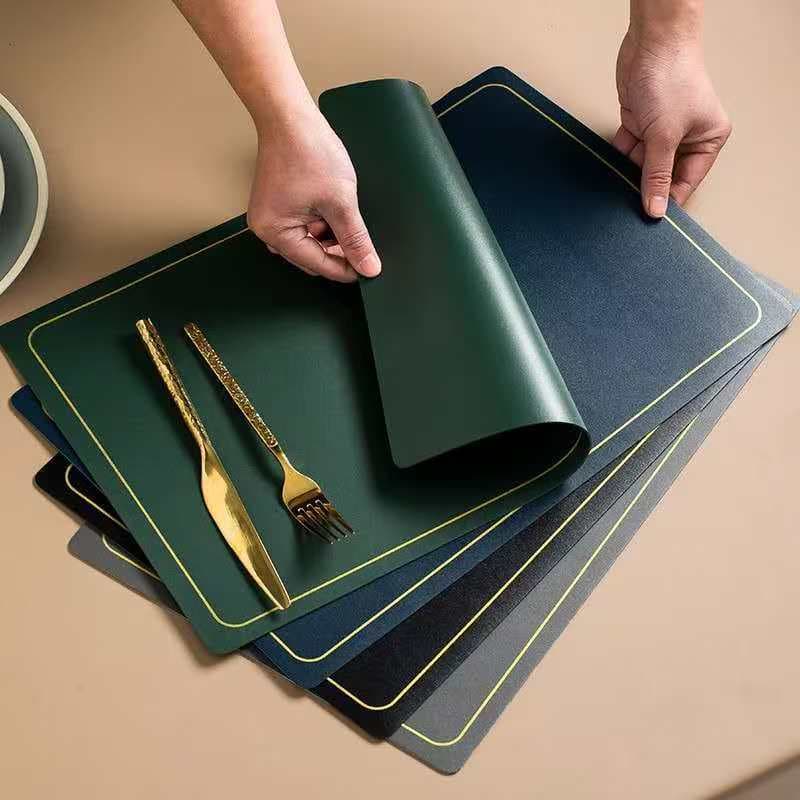 Jogo 6pec Americano Material COURO ORIGINAL Impermeável E à Prova De Manchas Para Mesa De Jantar