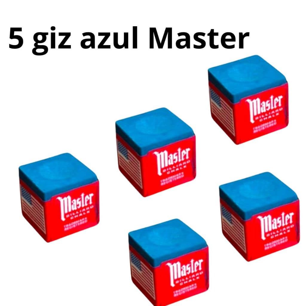 Giz de Sinuca Master AZUL Snooker Giz de Alta Qualidade Profissional Bilhar - 5 Unidades
