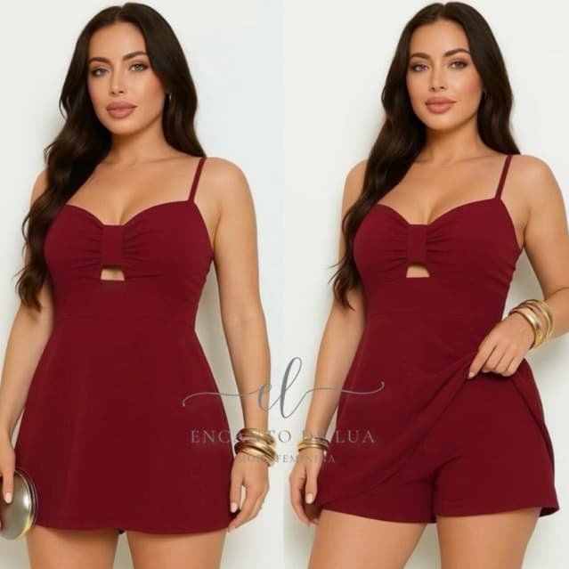 MACAQUINHO FEMININO SAIA SHORT COM ALÇA REGULÁVEL TECIDO DUNA MODA FEMININA